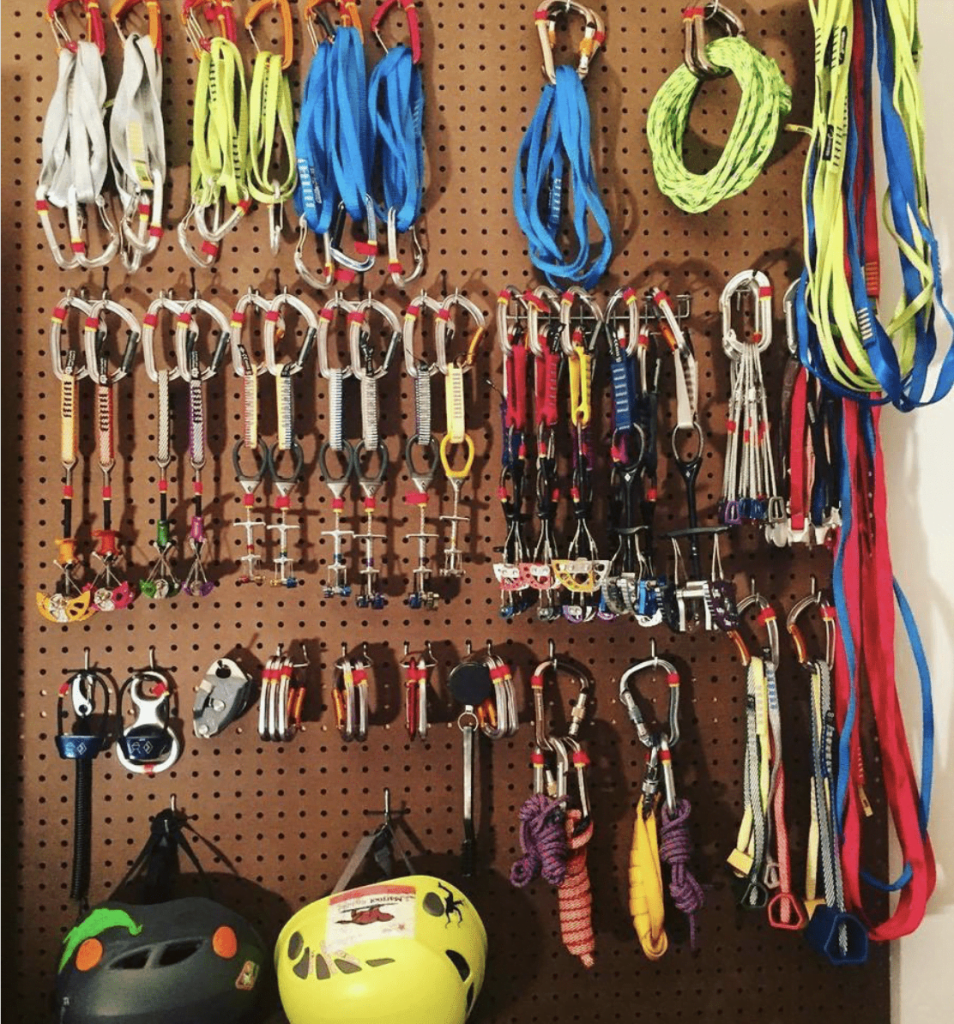 16 Things Climbers Can Do At Home When You'd (Obviously) Rather Be Rock Climbing 6 things climbers can do at home | pegboard rock climbing gear organization