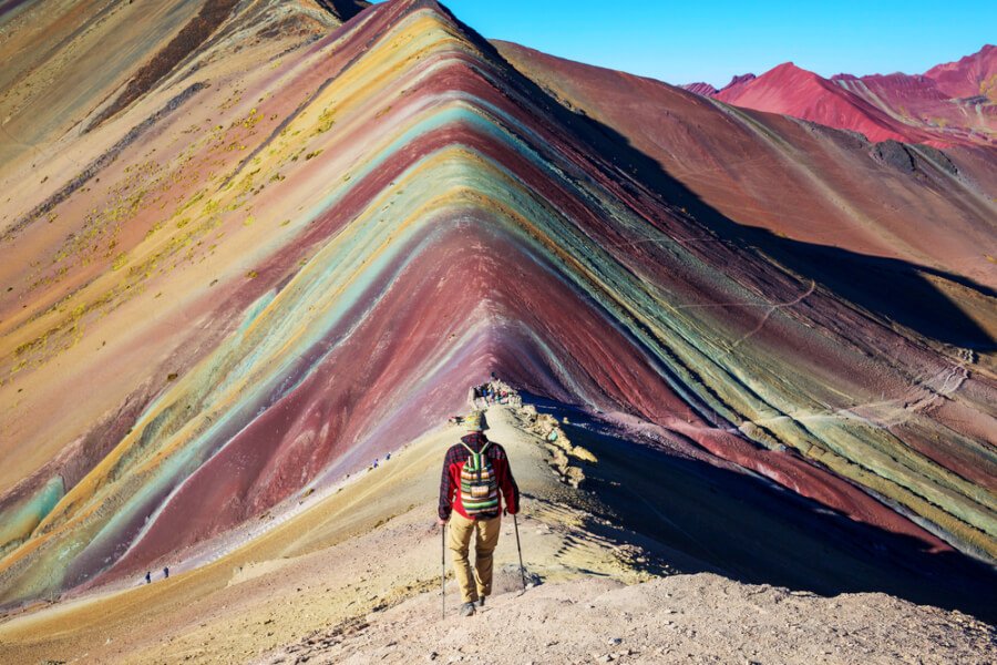 Long-Distance Hikes In South America Most People Don't Know About 1 Rainbow mountain in Vinicunca, Cusco Region, Peru.